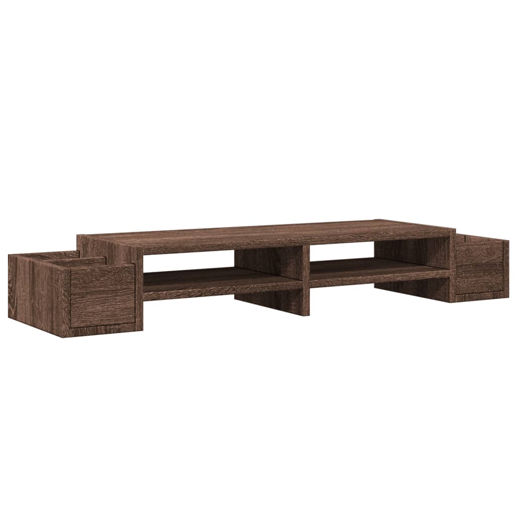 Monitorstandaard met opbergruimte 100x27x15 cm hout bruin eiken is nu te koop bij PeponiXL, paradijselijk wonen!