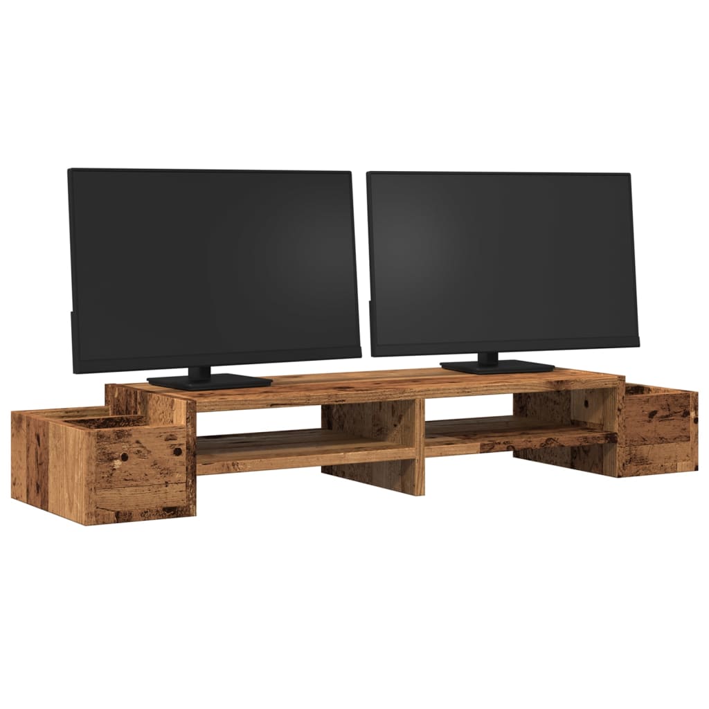 Monitorstandaard met opbergruimte 100x27x15 cm hout oud hout is nu te koop bij PeponiXL, paradijselijk wonen!