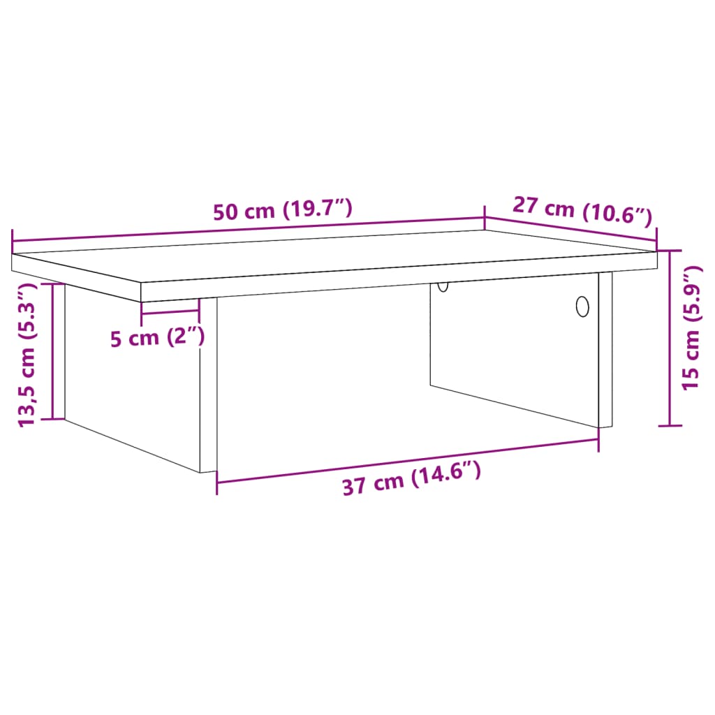 Monitorstandaard 50x27x15 cm bewerkt hout wit is nu te koop bij PeponiXL, paradijselijk wonen!