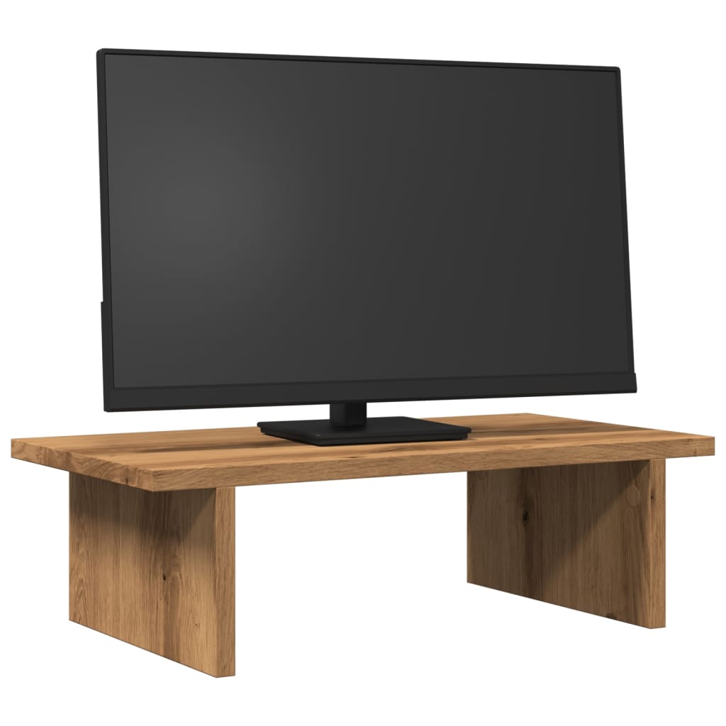 Monitorstandaard 50x27x15 cm bewerkt hout artisanaal eikenkleur is nu te koop bij PeponiXL, paradijselijk wonen!