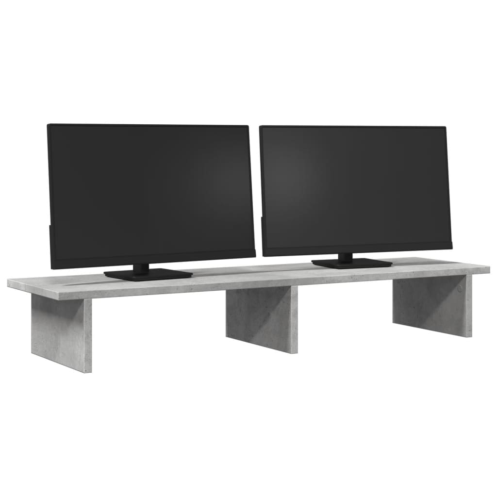 Monitorstandaard 100x27x15 cm bewerkt hout betongrijs is nu te koop bij PeponiXL, paradijselijk wonen!