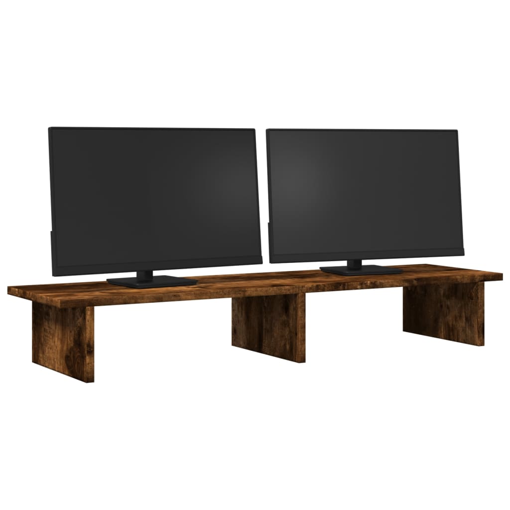 Monitorstandaard 100x27x15 cm bewerkt hout gerookt eikenkleurig is nu te koop bij PeponiXL, paradijselijk wonen!