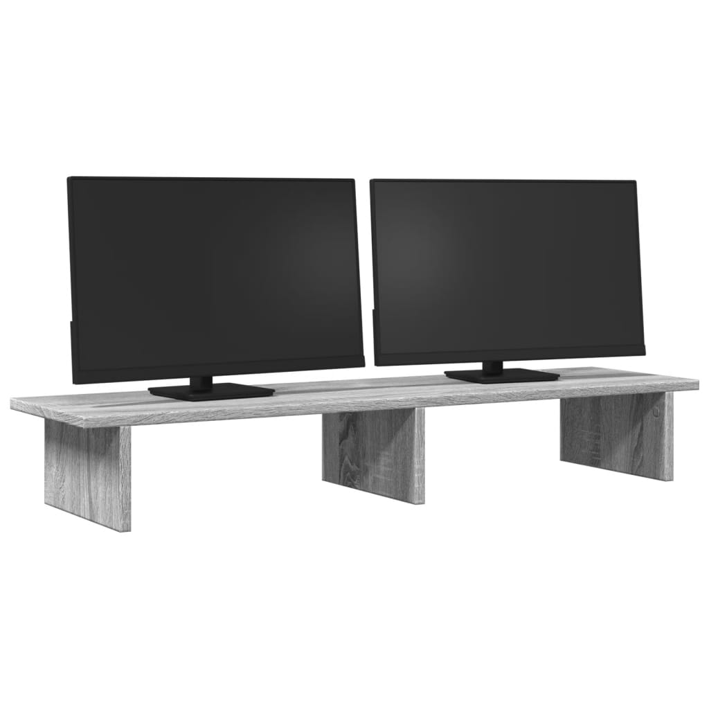 Monitorstandaard 100x27x15 cm bewerkt hout grijs sonoma eiken is nu te koop bij PeponiXL, paradijselijk wonen!