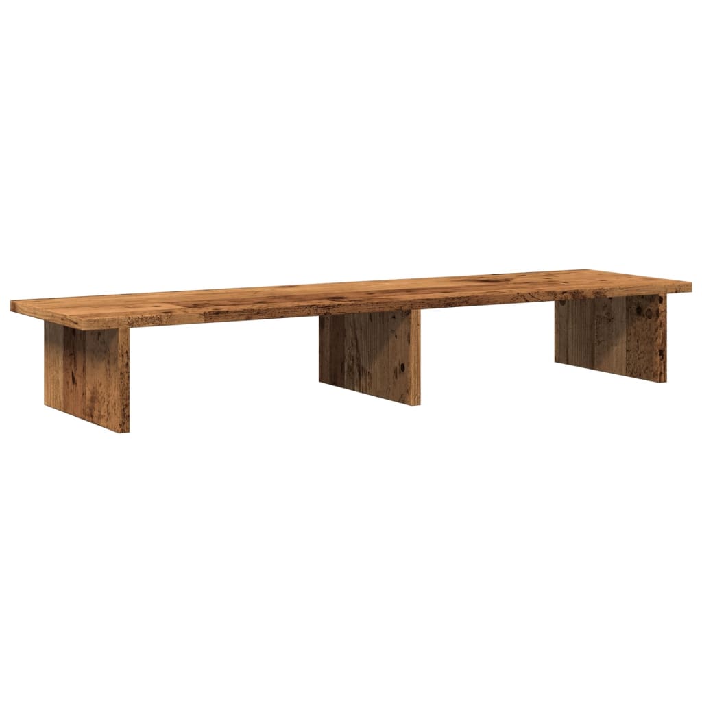 Monitorstandaard 100x27x15 cm bewerkt hout oud houtkleurig is nu te koop bij PeponiXL, paradijselijk wonen!