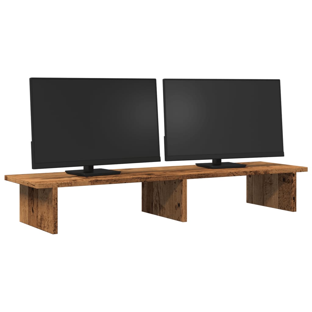 Monitorstandaard 100x27x15 cm bewerkt hout oud houtkleurig is nu te koop bij PeponiXL, paradijselijk wonen!