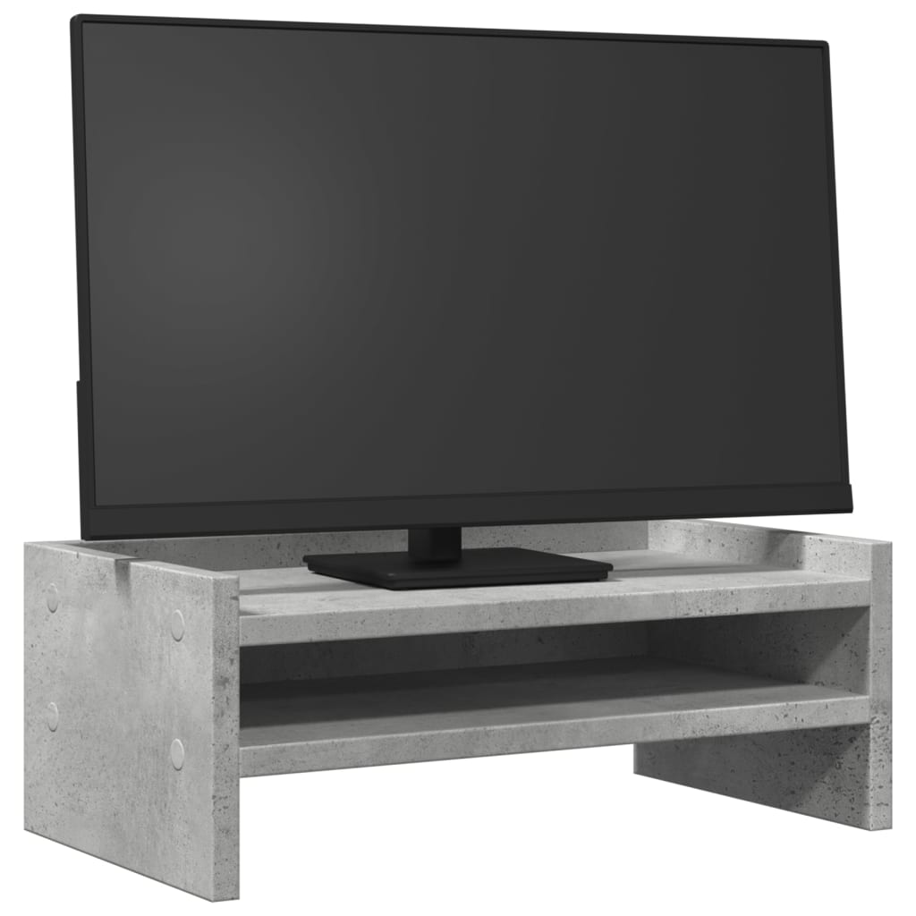 Monitorstandaard 42x24x16 cm bewerkt hout betongrijs is nu te koop bij PeponiXL, paradijselijk wonen!