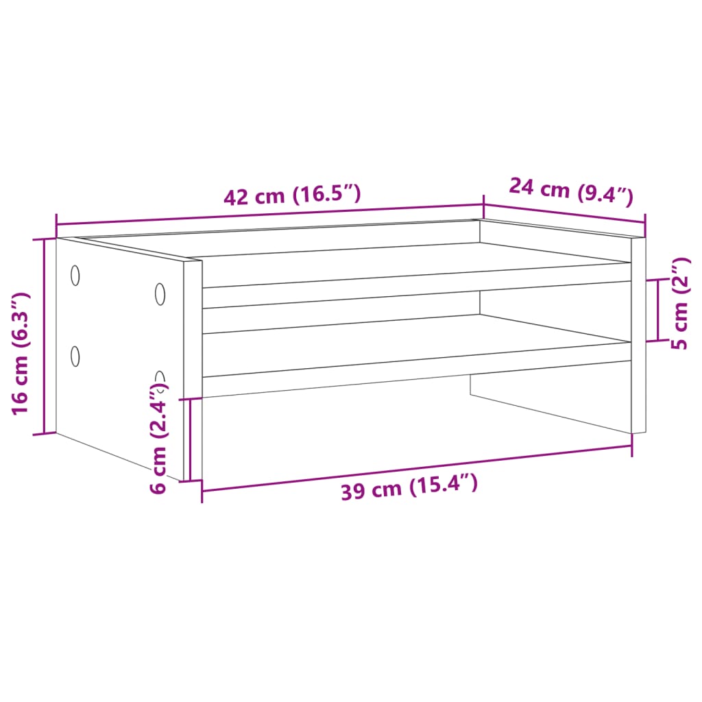 Monitorstandaard 42x24x16 cm bewerkt hout betongrijs is nu te koop bij PeponiXL, paradijselijk wonen!