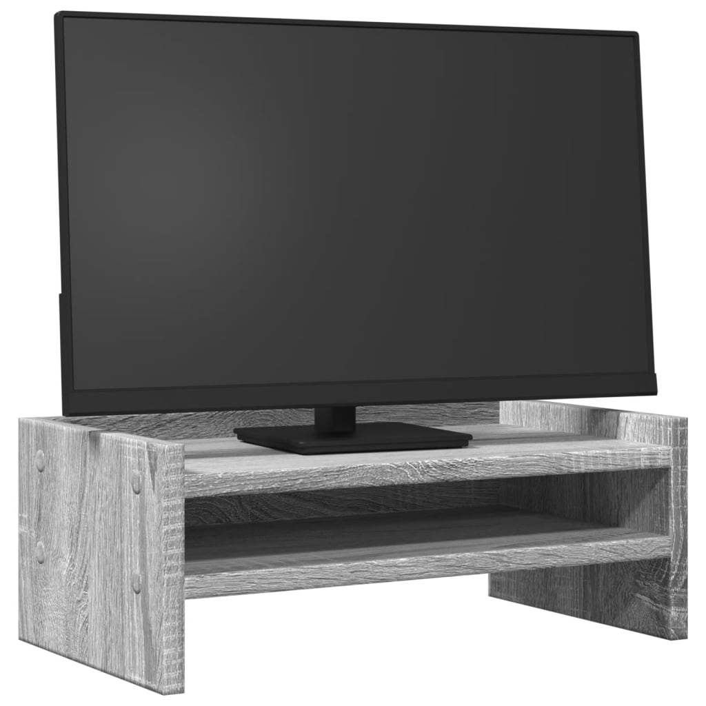 Monitorstandaard 42x24x16 cm bewerkt hout grijs sonoma eiken is nu te koop bij PeponiXL, paradijselijk wonen!