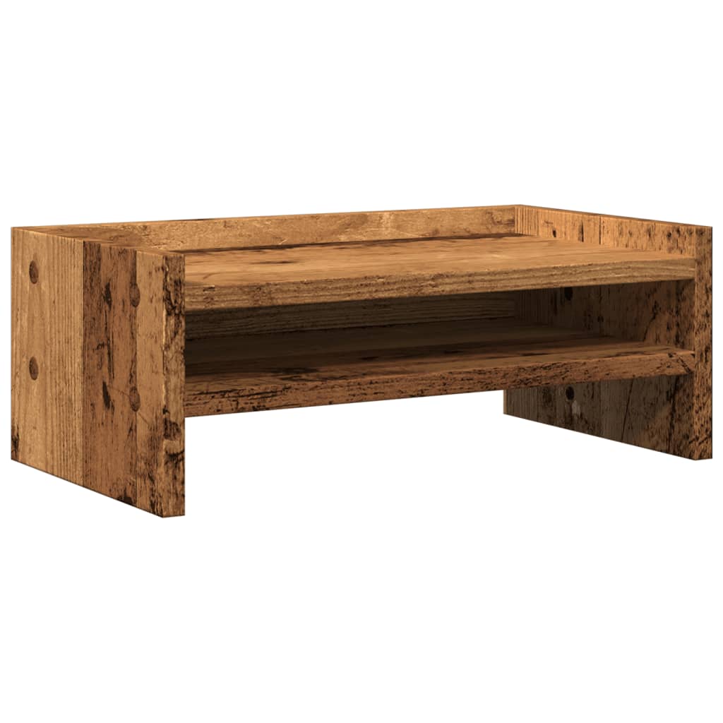 Monitorstandaard 42x24x16 cm bewerkt hout oud houtkleurig is nu te koop bij PeponiXL, paradijselijk wonen!