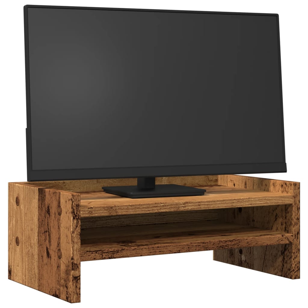 Monitorstandaard 42x24x16 cm bewerkt hout oud houtkleurig is nu te koop bij PeponiXL, paradijselijk wonen!