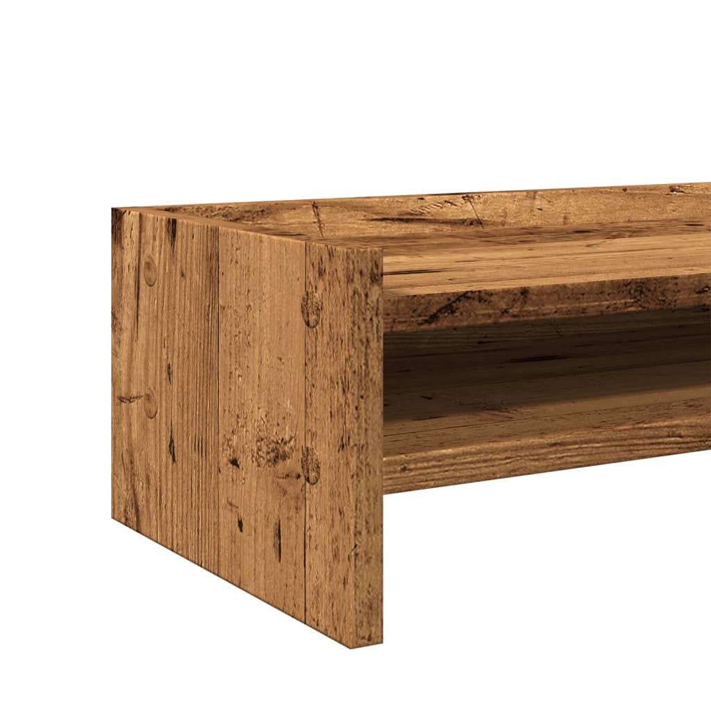 Monitorstandaard 42x24x16 cm bewerkt hout oud houtkleurig is nu te koop bij PeponiXL, paradijselijk wonen!