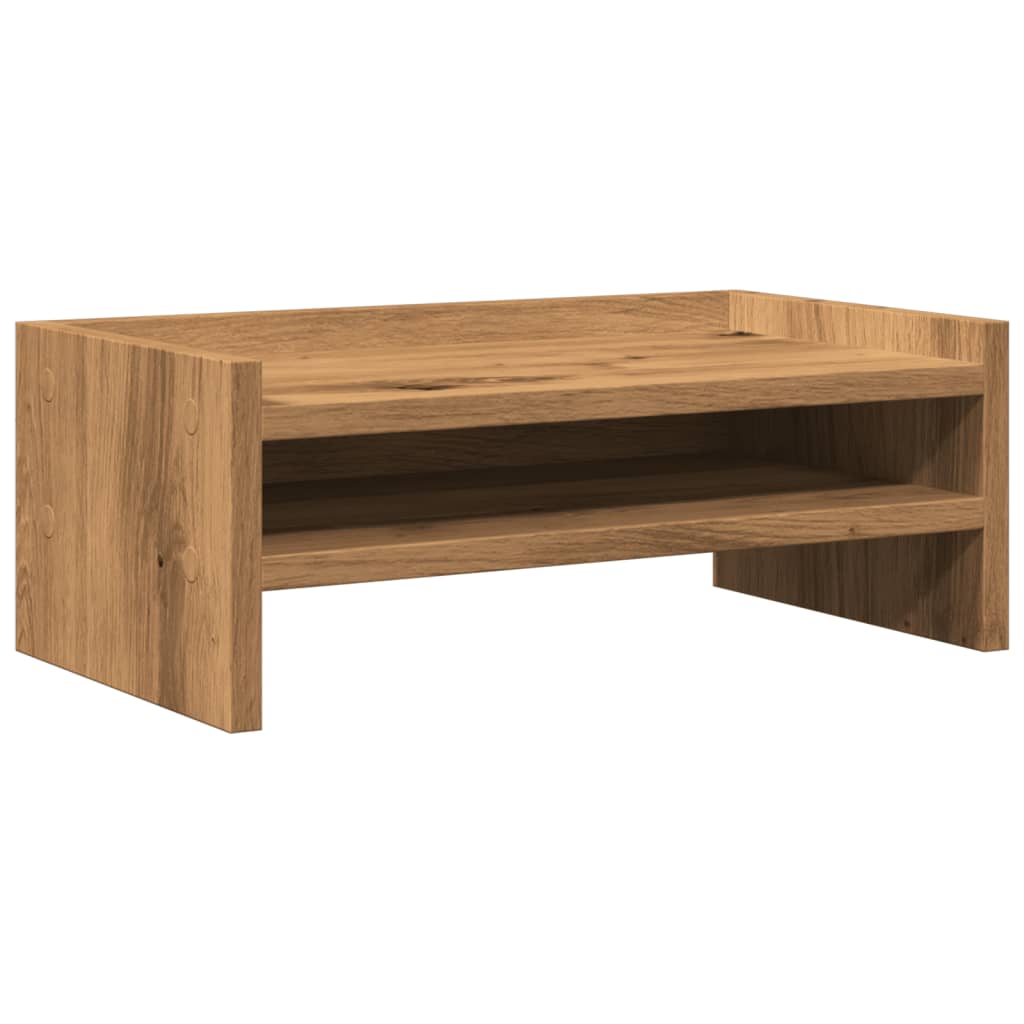 Monitorstandaard 42x24x16 cm bewerkt hout artisanaal eikenkleur is nu te koop bij PeponiXL, paradijselijk wonen!