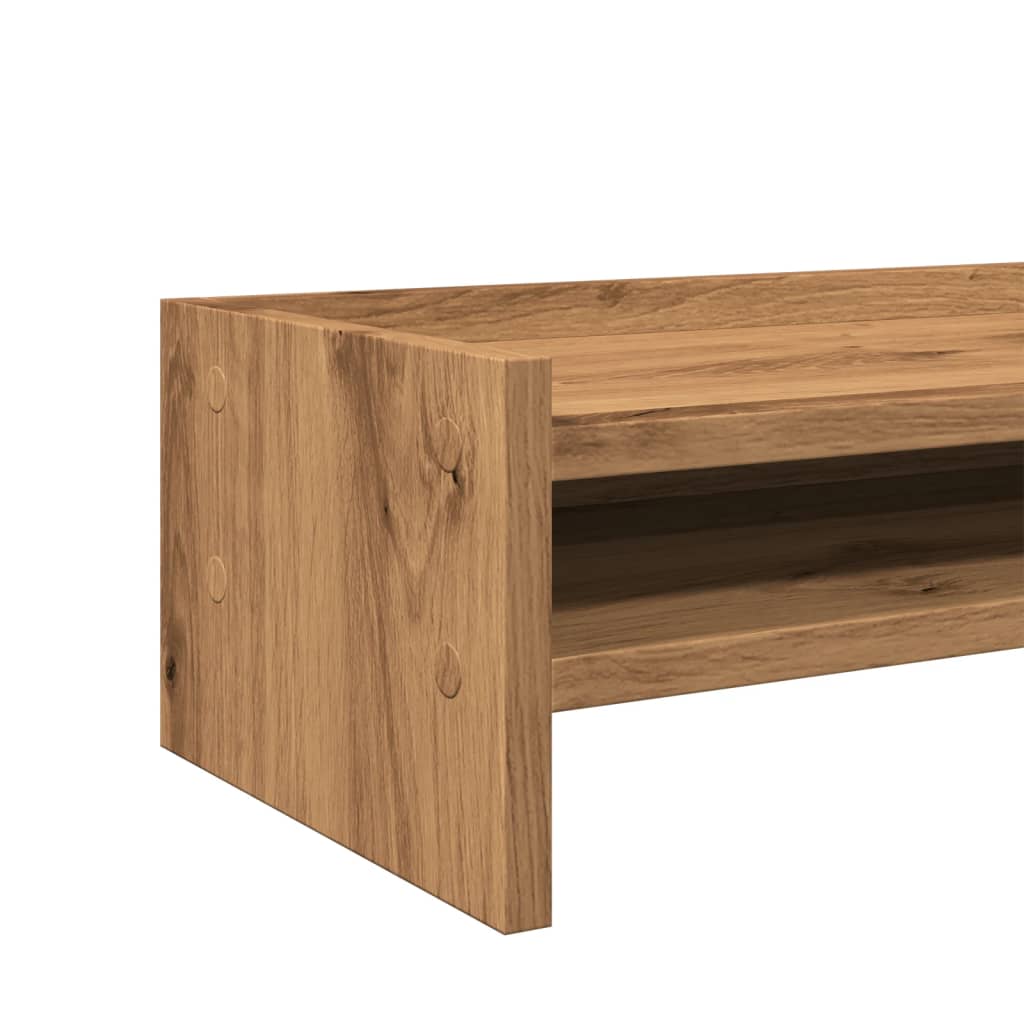 Monitorstandaard 42x24x16 cm bewerkt hout artisanaal eikenkleur is nu te koop bij PeponiXL, paradijselijk wonen!