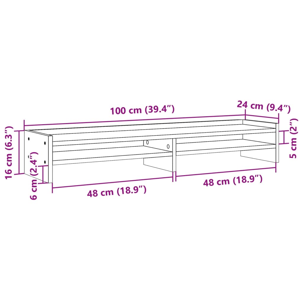 Monitorstandaard 100x24x16 cm bewerkt hout wit is nu te koop bij PeponiXL, paradijselijk wonen!