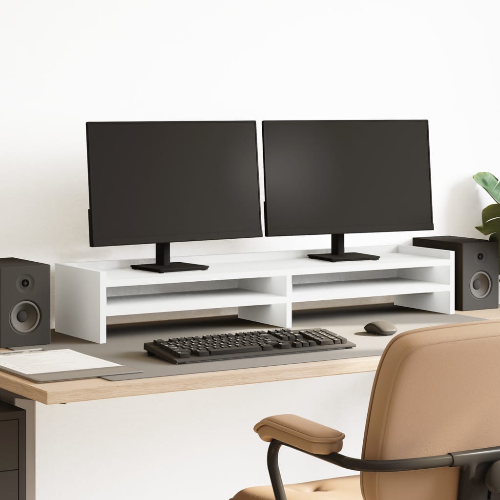 Monitorstandaard 100x24x16 cm bewerkt hout wit is nu te koop bij PeponiXL, paradijselijk wonen!