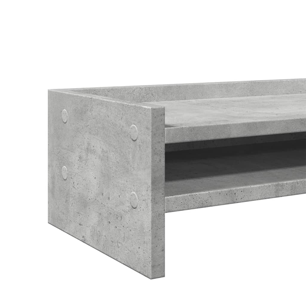 Monitorstandaard 100x24x16 cm bewerkt hout betongrijs is nu te koop bij PeponiXL, paradijselijk wonen!