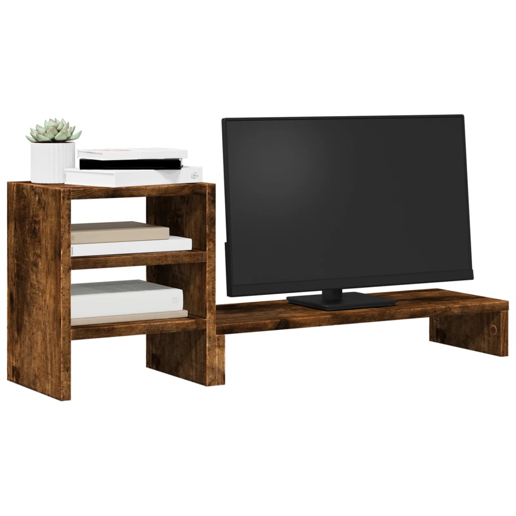 Monitorstandaard met bureau-organizer hout gerookt eikenkleurig is nu te koop bij PeponiXL, paradijselijk wonen!