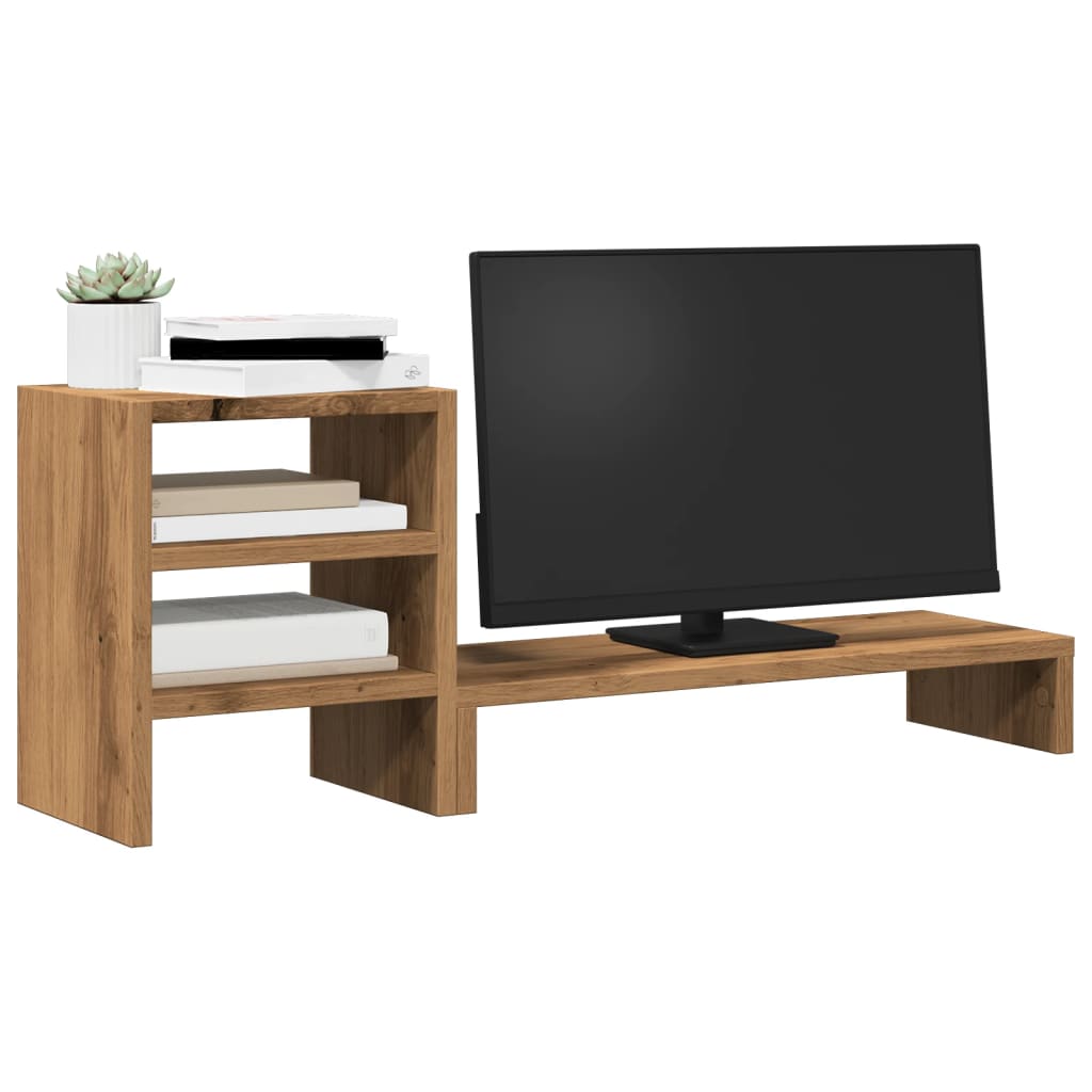 Monitorstandaard met bureau-organizer hout artisanaal eiken is nu te koop bij PeponiXL, paradijselijk wonen!