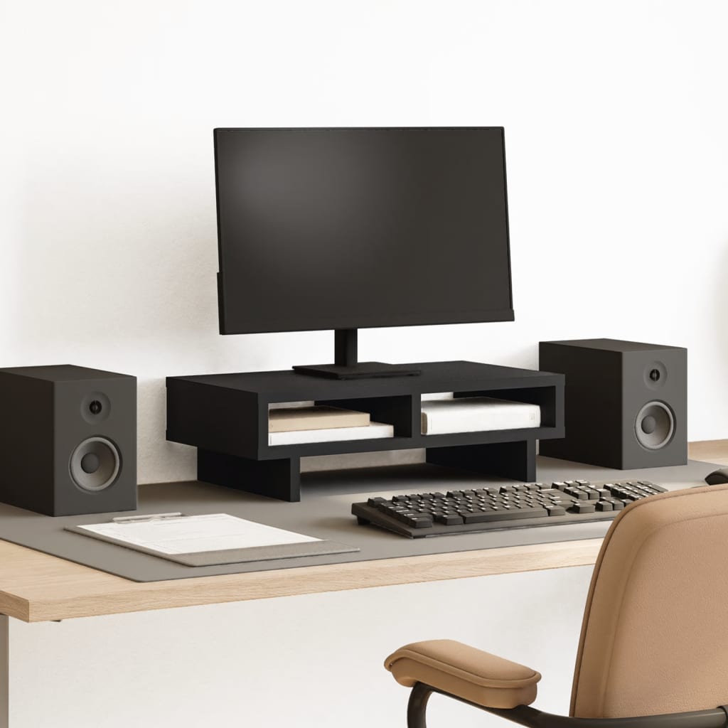 Monitorstandaard 50x27x15 cm bewerkt hout zwart is nu te koop bij PeponiXL, paradijselijk wonen!