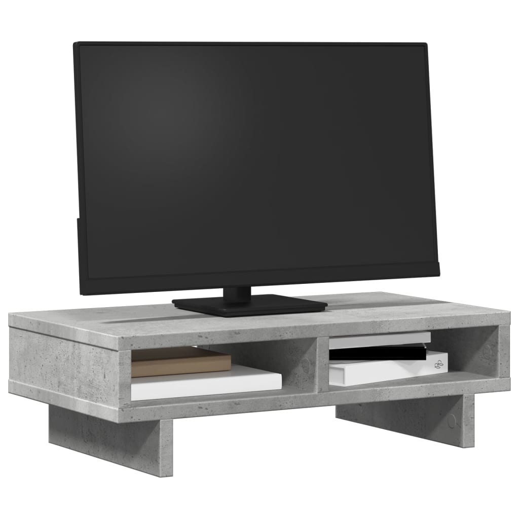 Monitorstandaard 50x27x15 cm bewerkt hout betongrijs is nu te koop bij PeponiXL, paradijselijk wonen!