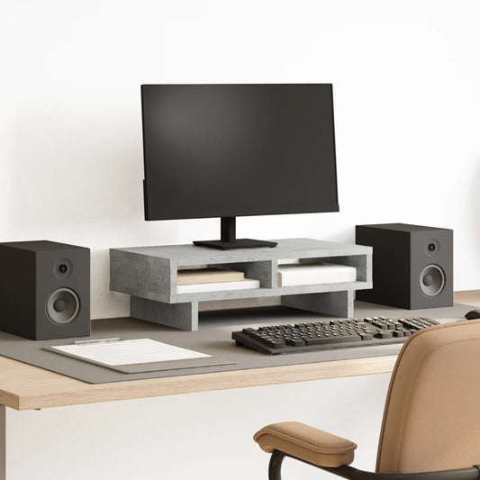 Monitorstandaard 50x27x15 cm bewerkt hout betongrijs is nu te koop bij PeponiXL, paradijselijk wonen!