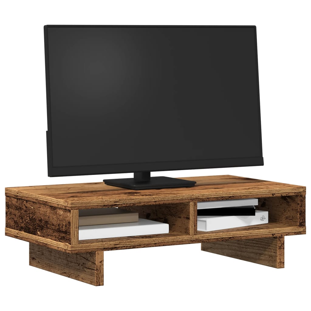 Monitorstandaard 50x27x15 cm bewerkt hout oud houtkleurig is nu te koop bij PeponiXL, paradijselijk wonen!