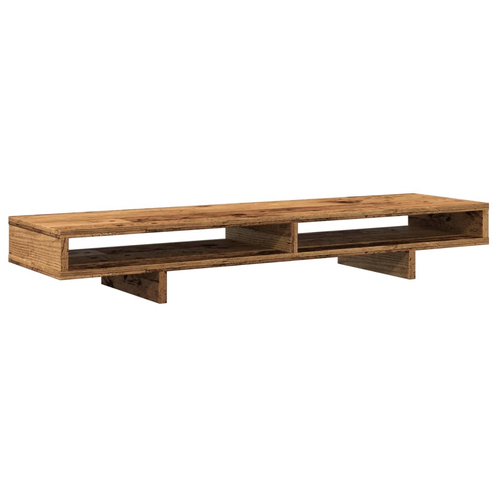 Monitorstandaard 100x27x15 cm bewerkt hout oud houtkleurig is nu te koop bij PeponiXL, paradijselijk wonen!