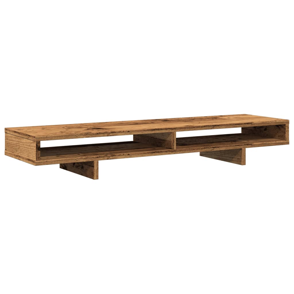 Monitorstandaard 100x27x15 cm bewerkt hout oud houtkleurig is nu te koop bij PeponiXL, paradijselijk wonen!
