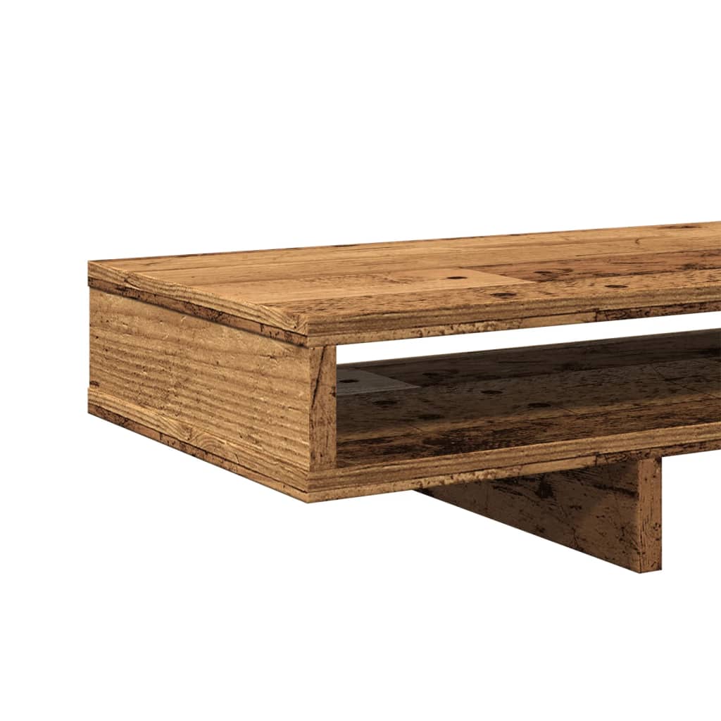 Monitorstandaard 100x27x15 cm bewerkt hout oud houtkleurig is nu te koop bij PeponiXL, paradijselijk wonen!