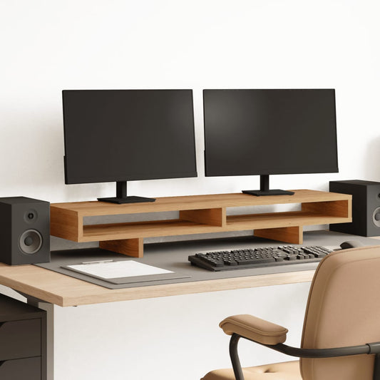 Monitorstandaard 100x27x15 cm bewerkt hout artisanaal eiken is nu te koop bij PeponiXL, paradijselijk wonen!