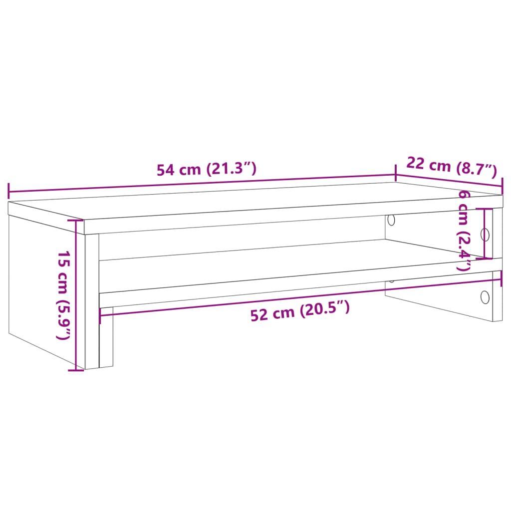 Monitorstandaard 54x22x15 cm bewerkt hout grijs sonoma eiken is nu te koop bij PeponiXL, paradijselijk wonen!