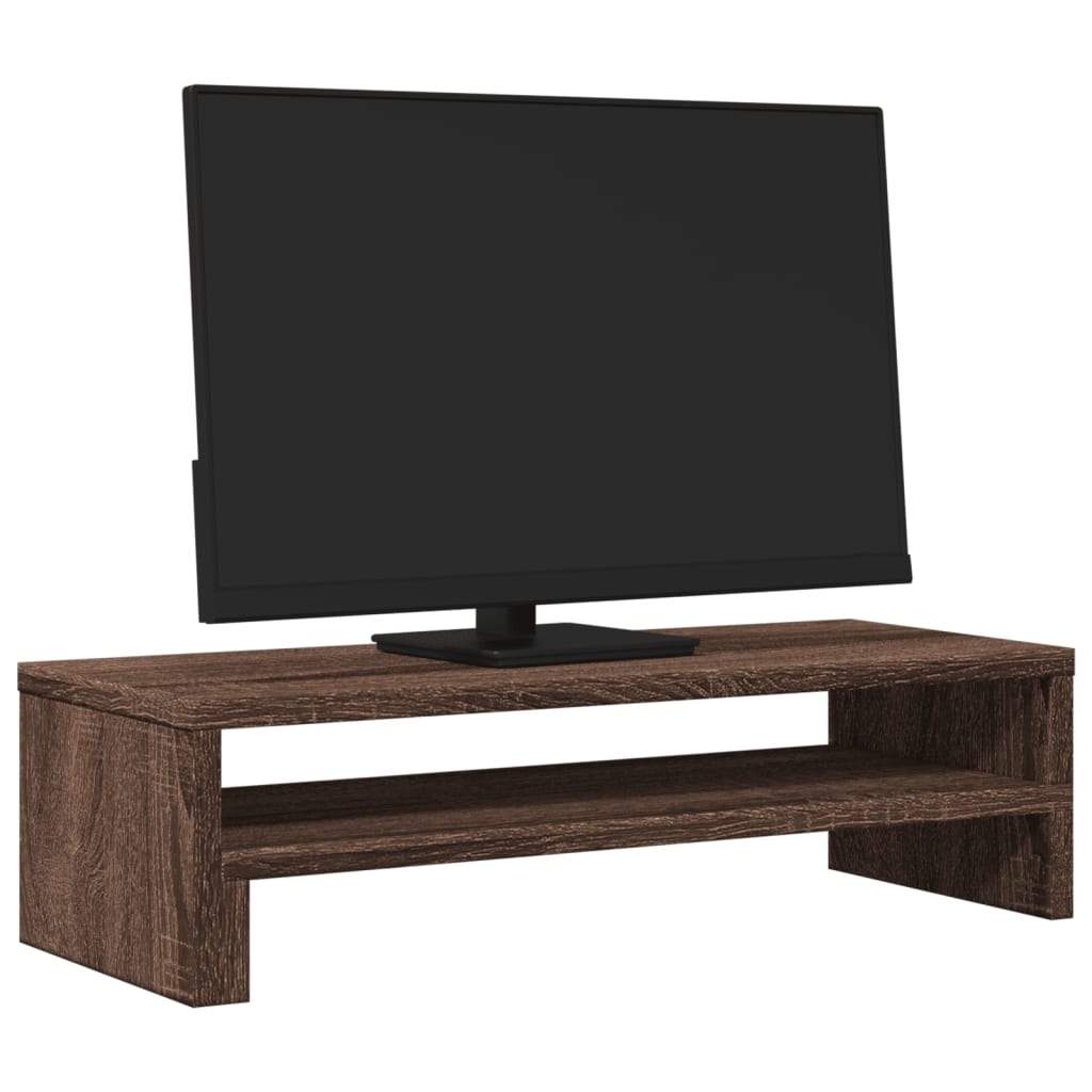 Monitorstandaard 54x22x15 cm bewerkt hout bruin eikenkleurig is nu te koop bij PeponiXL, paradijselijk wonen!