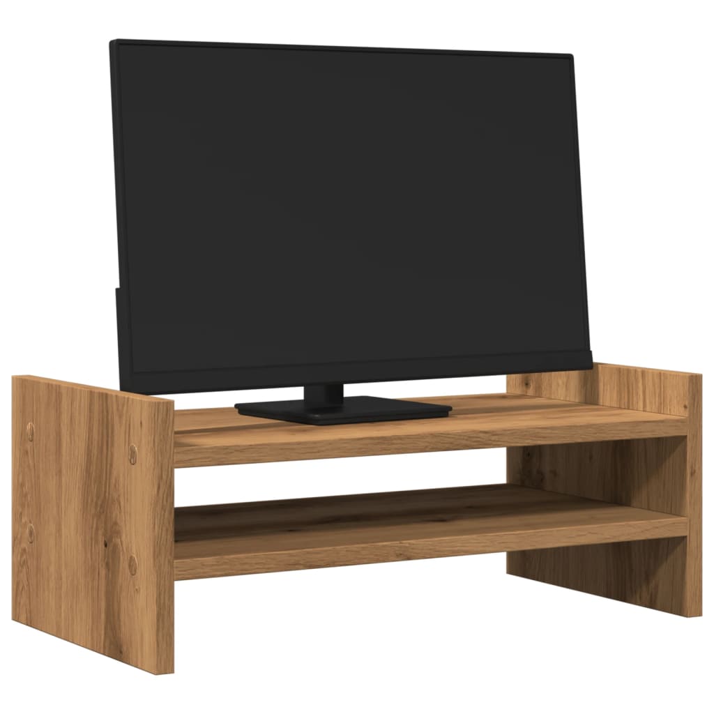 Monitorstandaard 50x27x20 cm bewerkt hout artisanaal eikenkleur is nu te koop bij PeponiXL, paradijselijk wonen!