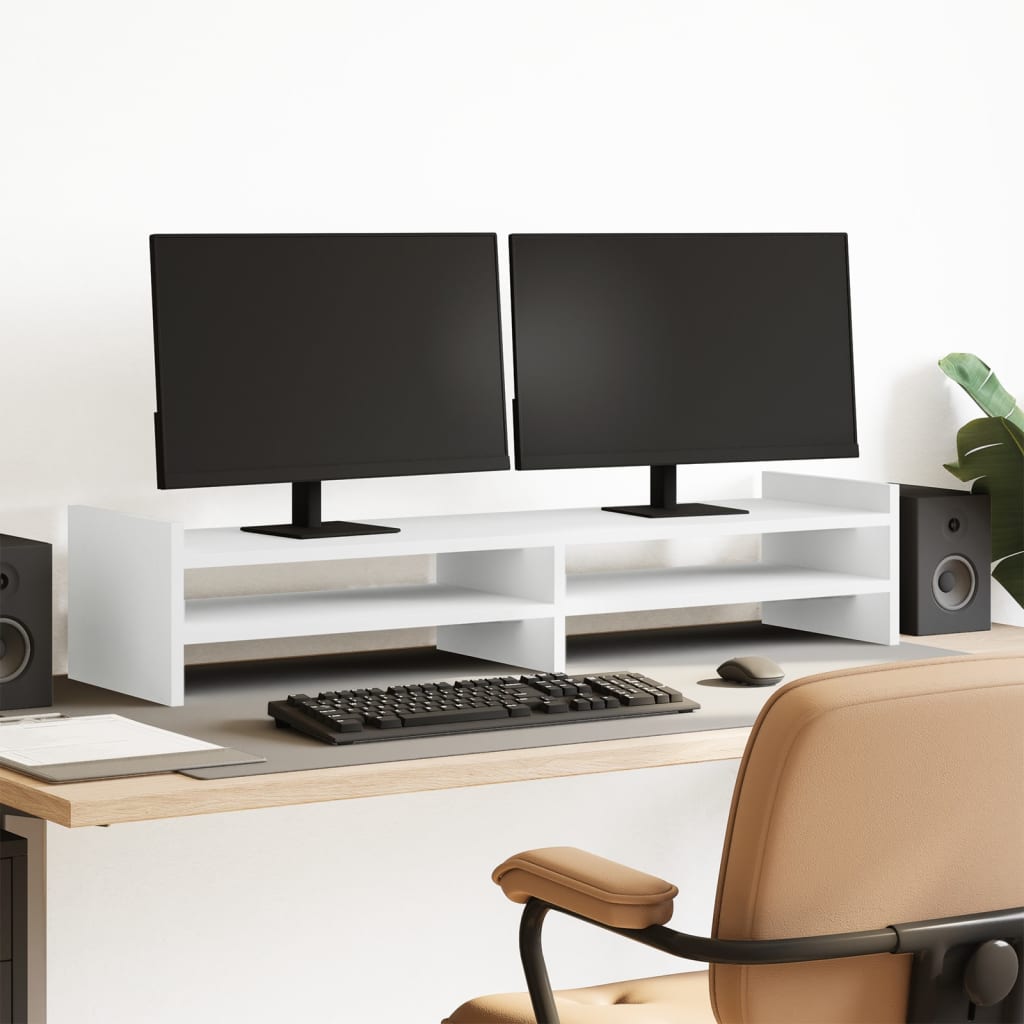 Monitorstandaard 100x27x20 cm bewerkt hout wit is nu te koop bij PeponiXL, paradijselijk wonen!
