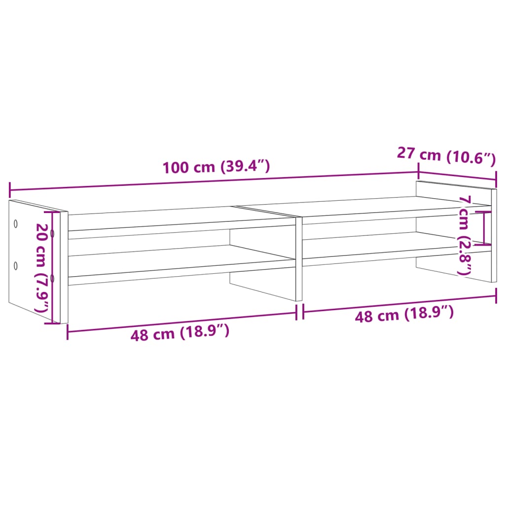 Monitorstandaard 100x27x20 cm bewerkt hout sonoma eikenkleurig is nu te koop bij PeponiXL, paradijselijk wonen!