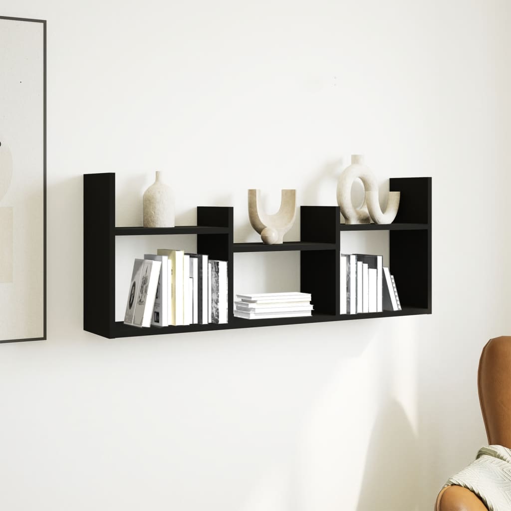 Wandkast 100x18x40 cm bewerkt hout zwart is nu te koop bij PeponiXL, paradijselijk wonen!