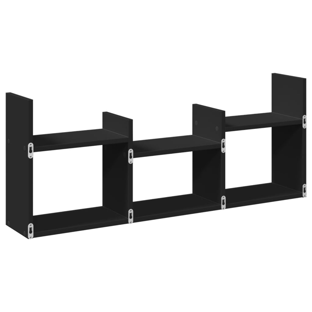 Wandkast 100x18x40 cm bewerkt hout zwart is nu te koop bij PeponiXL, paradijselijk wonen!