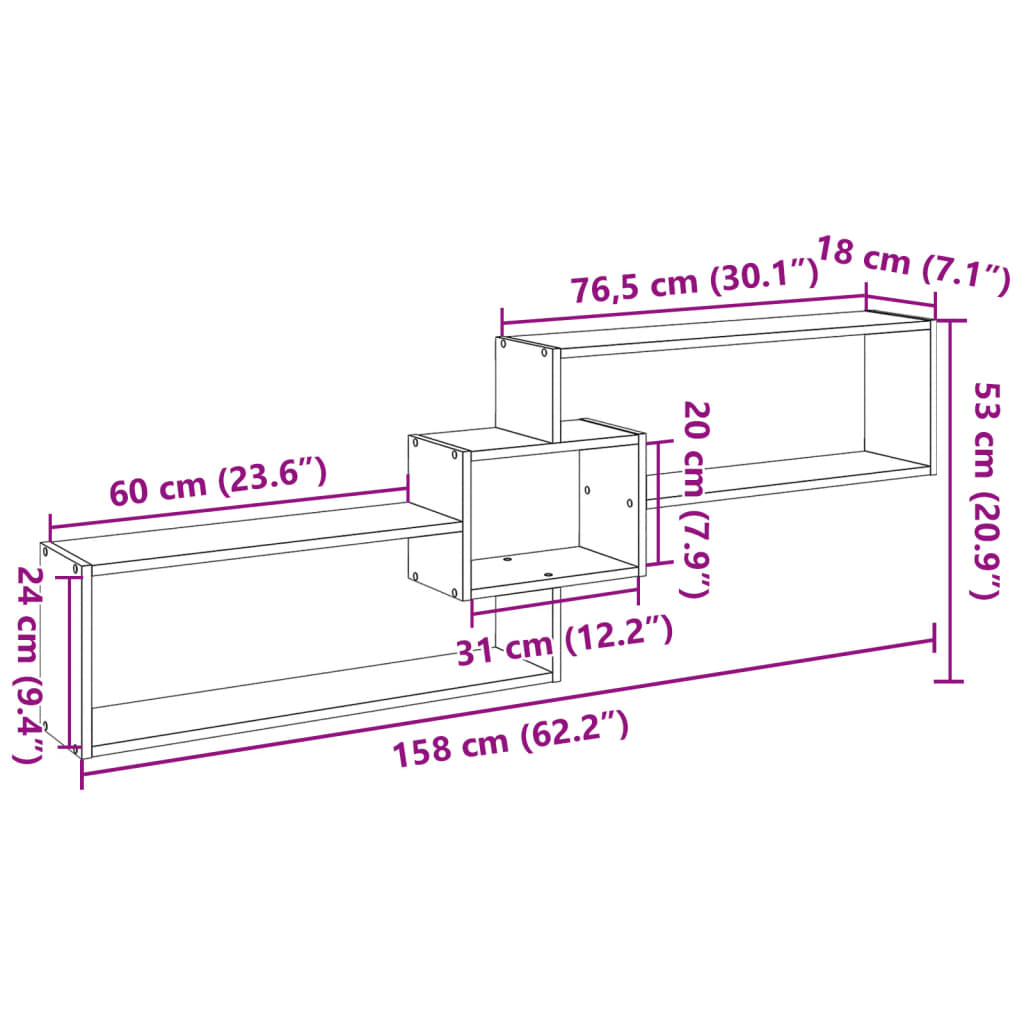Wandkast 158x18x53 cm bewerkt hout wit is nu te koop bij PeponiXL, paradijselijk wonen!