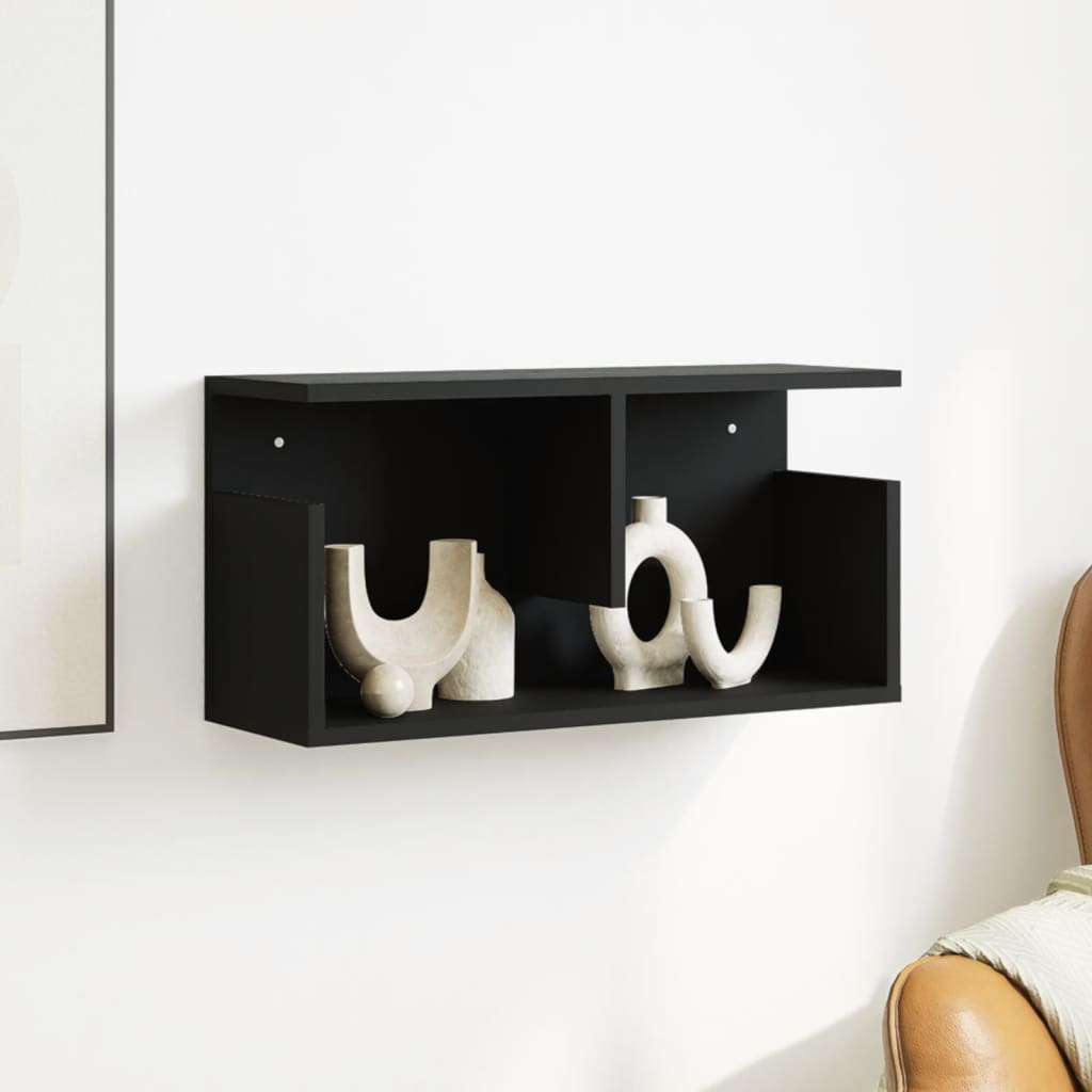 Wandkast 60x20x30 cm bewerkt hout zwart is nu te koop bij PeponiXL, paradijselijk wonen!