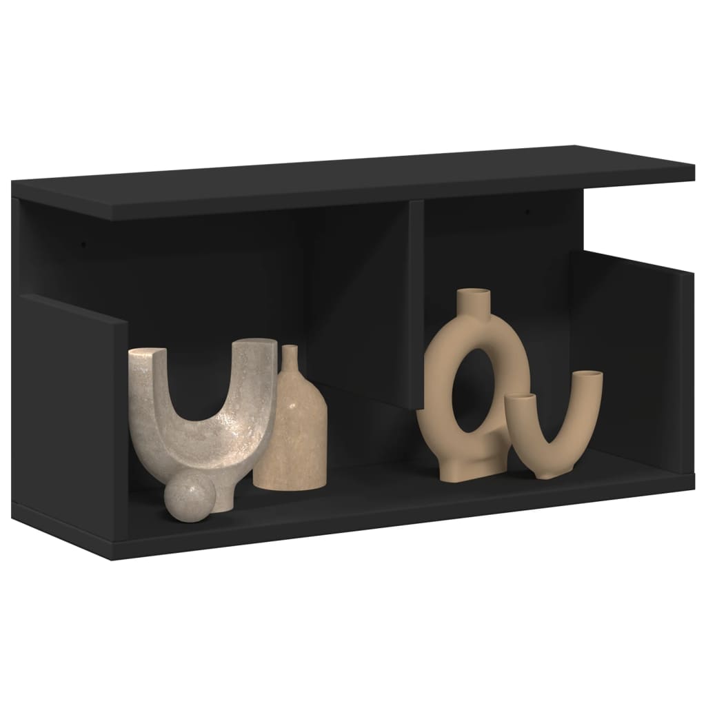 Wandkast 60x20x30 cm bewerkt hout zwart is nu te koop bij PeponiXL, paradijselijk wonen!