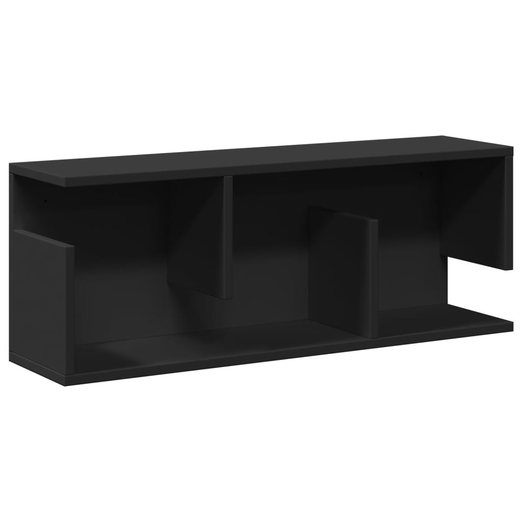 Wandkast 80x20x30 cm bewerkt hout zwart is nu te koop bij PeponiXL, paradijselijk wonen!