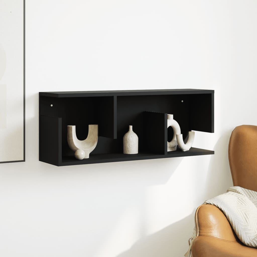 Wandkast 80x20x30 cm bewerkt hout zwart is nu te koop bij PeponiXL, paradijselijk wonen!