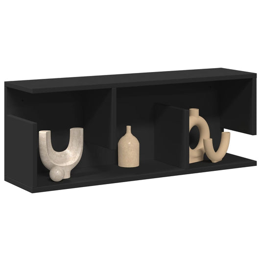 Wandkast 80x20x30 cm bewerkt hout zwart is nu te koop bij PeponiXL, paradijselijk wonen!