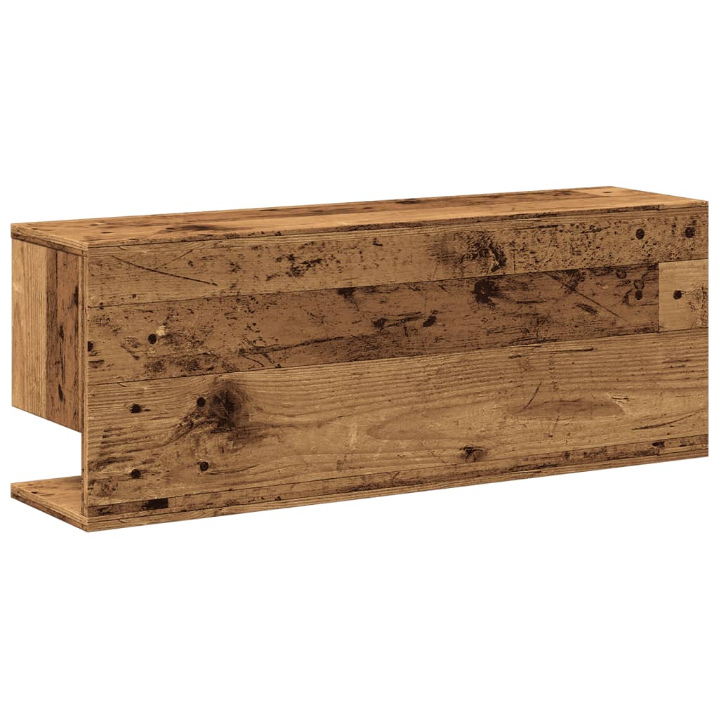 Wandkast 80x20x30 cm bewerkt hout oud houtkleurig is nu te koop bij PeponiXL, paradijselijk wonen!