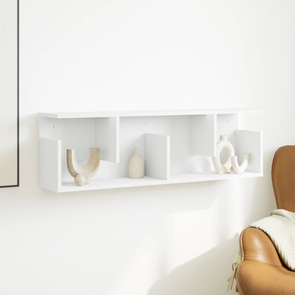 Wandkast 100x20x30 cm bewerkt hout wit is nu te koop bij PeponiXL, paradijselijk wonen!