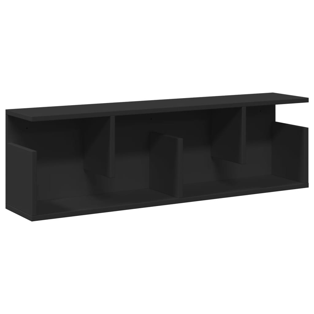 Wandkast 100x20x30 cm bewerkt hout zwart is nu te koop bij PeponiXL, paradijselijk wonen!