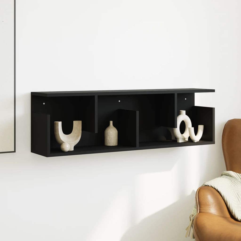 Wandkast 100x20x30 cm bewerkt hout zwart is nu te koop bij PeponiXL, paradijselijk wonen!