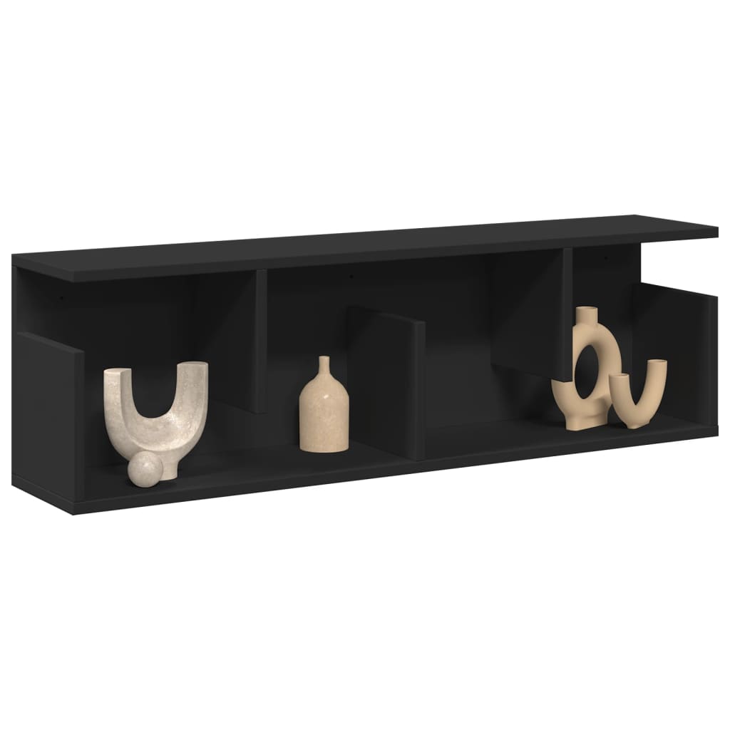 Wandkast 100x20x30 cm bewerkt hout zwart is nu te koop bij PeponiXL, paradijselijk wonen!