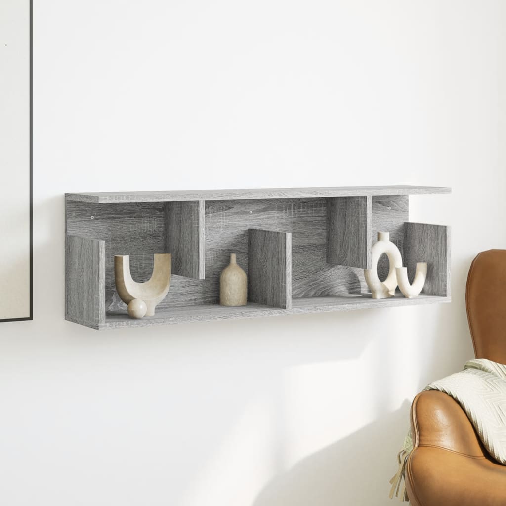 Wandkast 100x20x30 cm bewerkt hout grijs sonoma eikenkleurig is nu te koop bij PeponiXL, paradijselijk wonen!