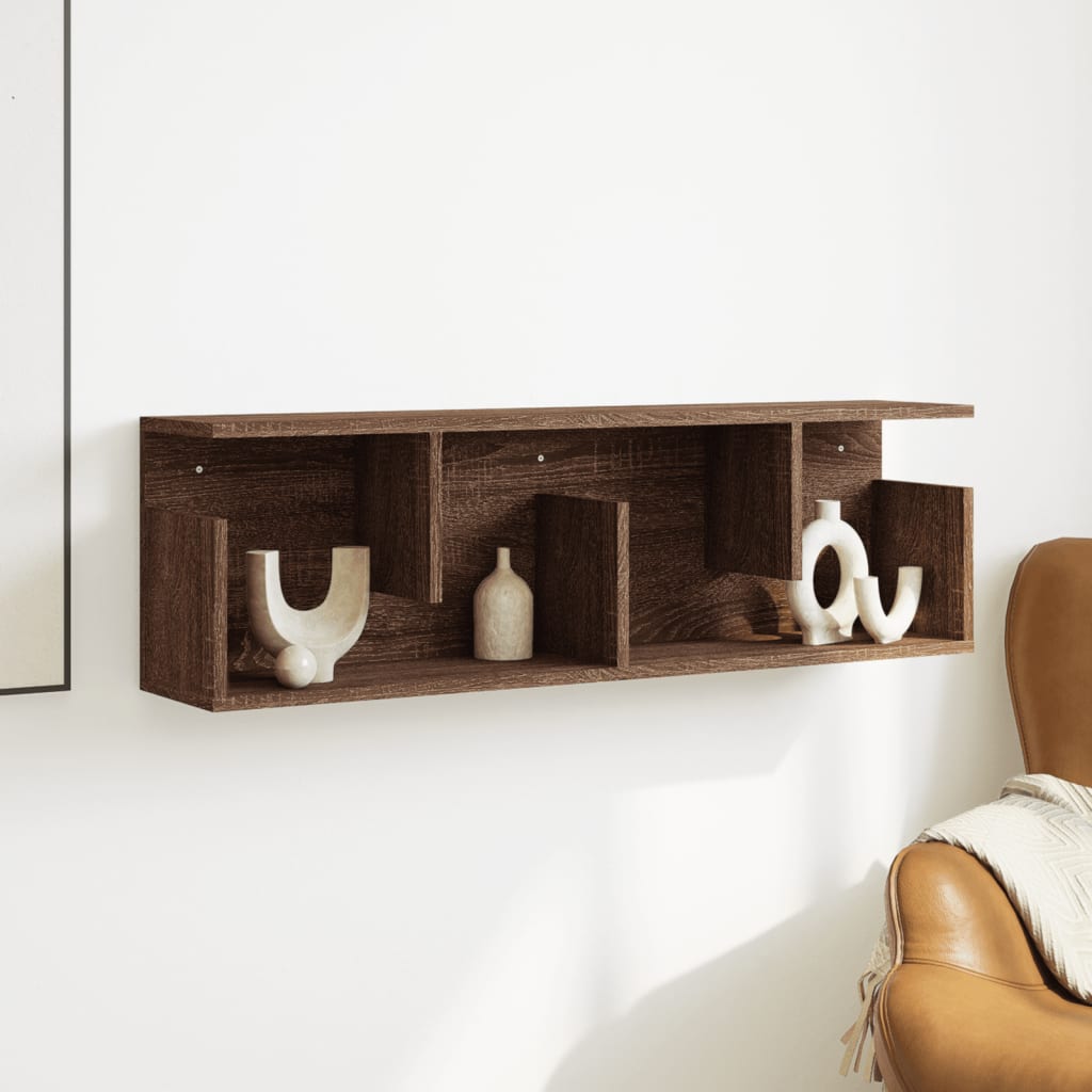 Wandkast 100x20x30 cm bewerkt hout bruin eikenkleur is nu te koop bij PeponiXL, paradijselijk wonen!
